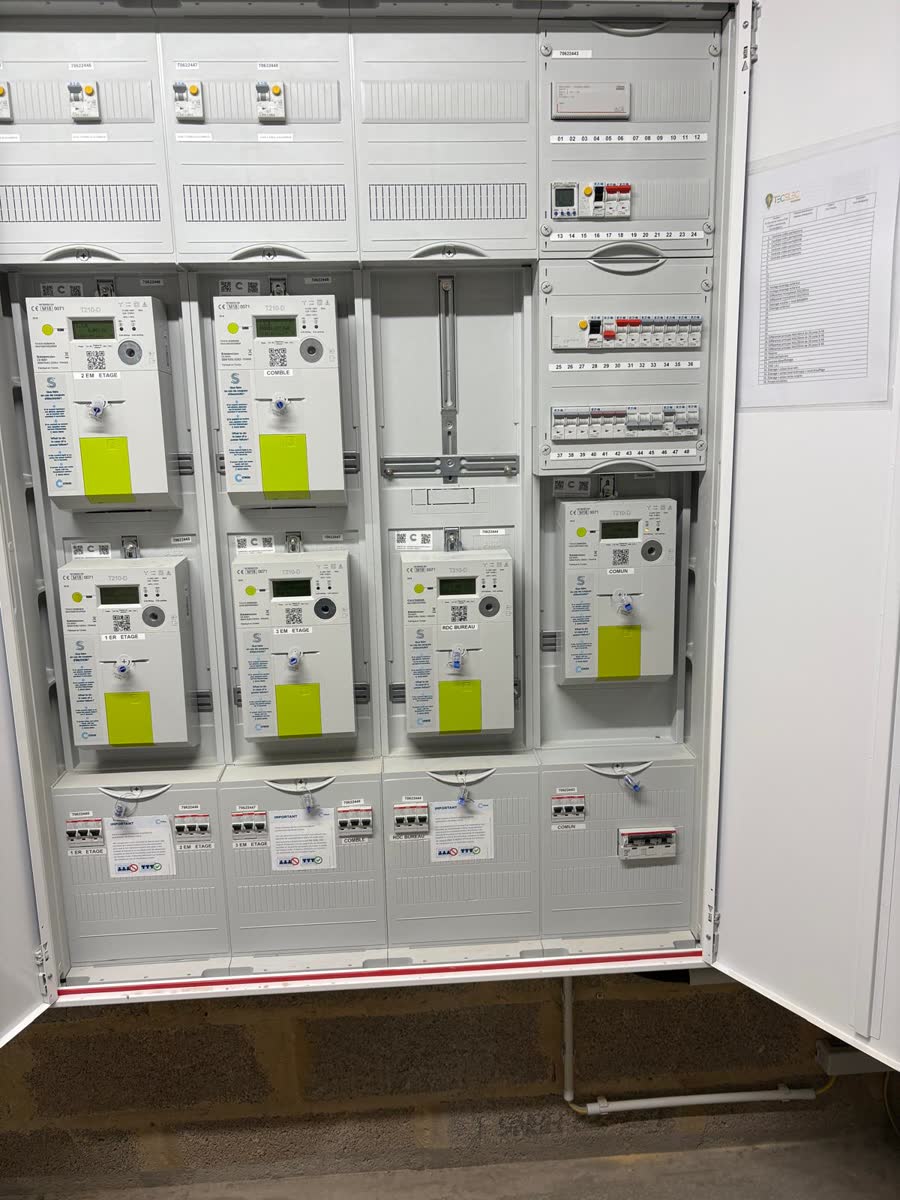 Tableaux électriques et compteurs Creos d'un immeuble à Luxembourg installés par TECELEC